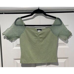 Vivid Womens Milkmaid Top Size L Y2K Puff Sleeves Feminine Coquette Fairycore